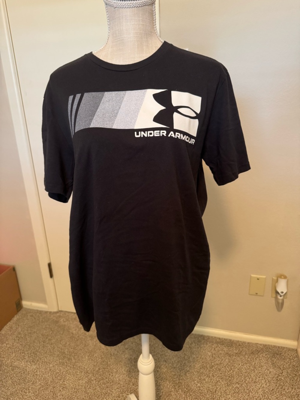 Under Armour Black Short-Sleeve Tee with Gray Logo Panel